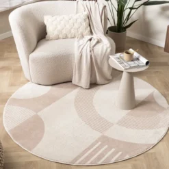Skandinavischer Teppich Rund - Aurora Shapes Beige