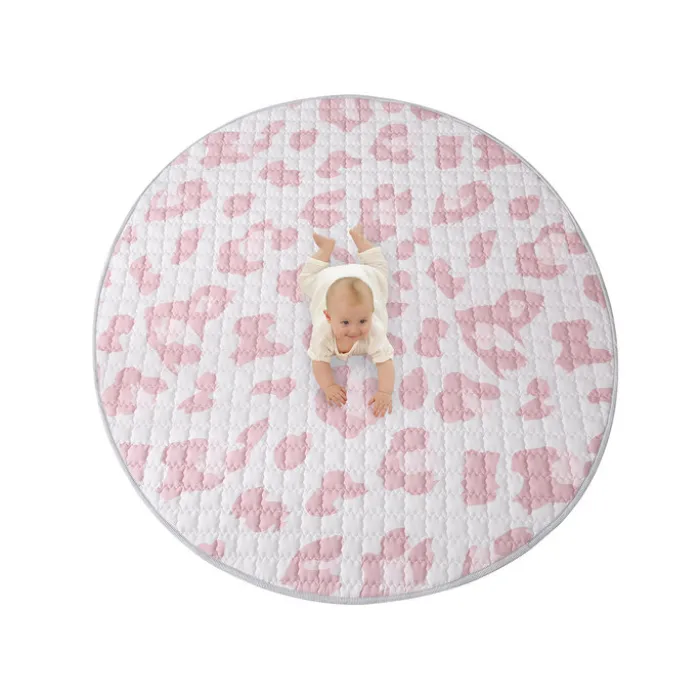Spielteppich Baby Rund - Noa Panter-Druck Rosa - Ø 150cm