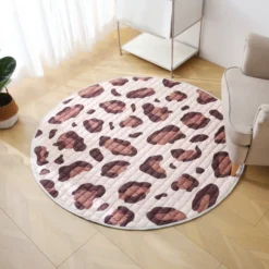 Spielteppich Baby Rund - Noa Panter-Druck Braun - Ø 150cm