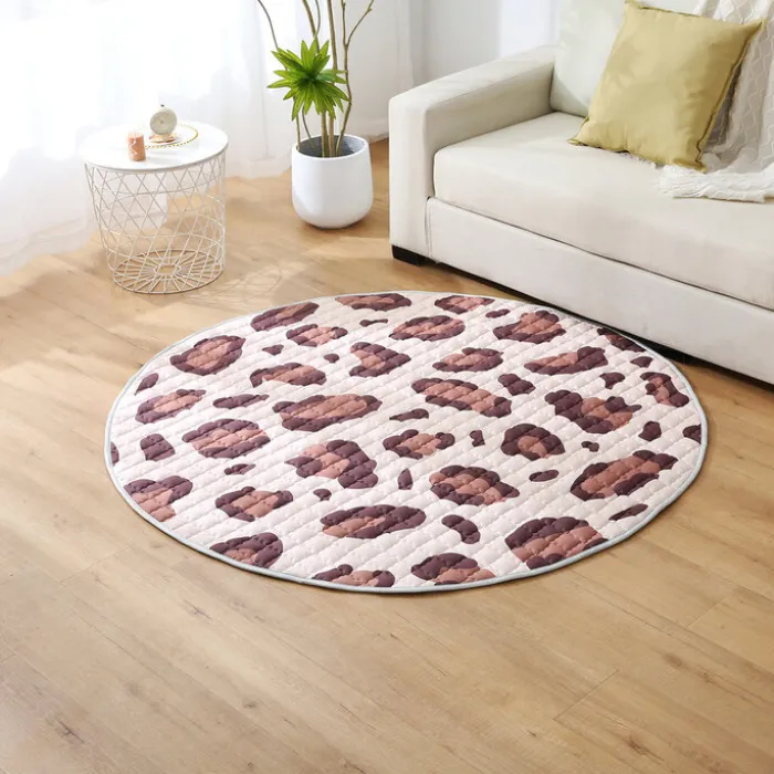 Spielteppich Baby Rund - Noa Panter-Druck Braun - Ø 150cm