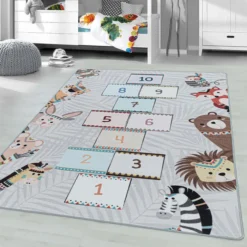 Spielteppich - Pleun Animals Hopscotch Grau
