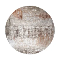 Teppich Abstrakt Rund - Xavier Scratch Taupe Rot
