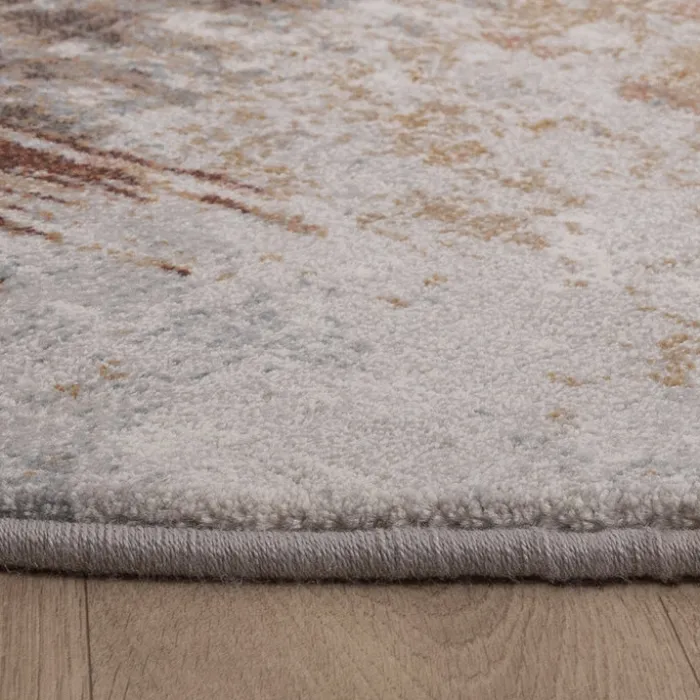 Teppich Abstrakt Rund - Xavier Scratch Taupe Rot