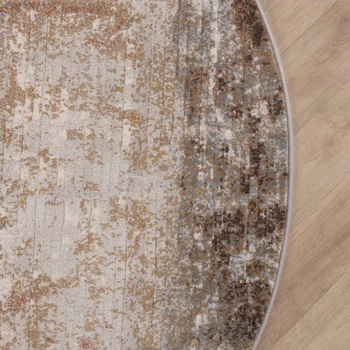 Teppich Abstrakt Rund - Xavier Scratch Taupe Rot