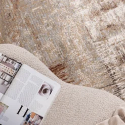 Teppich Abstrakt Rund - Xavier Scratch Taupe Rot