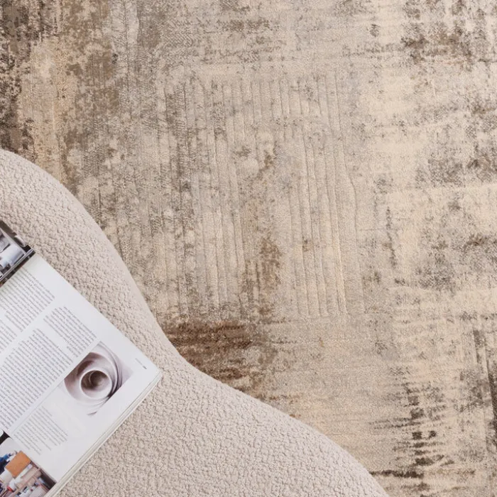 Teppich Abstrakt Rund - Xavier Scratch Taupe Grau