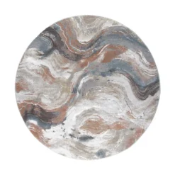 Teppich Abstrakt Rund - Xavier Wave Blau Rot