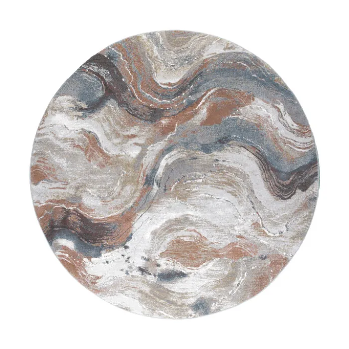 Teppich Abstrakt Rund - Xavier Wave Blau Rot