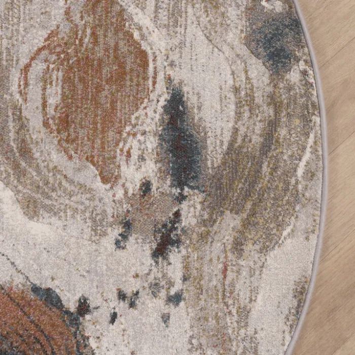 Teppich Abstrakt Rund - Xavier Wave Blau Rot
