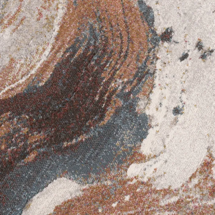 Teppich Abstrakt Rund - Xavier Wave Blau Rot