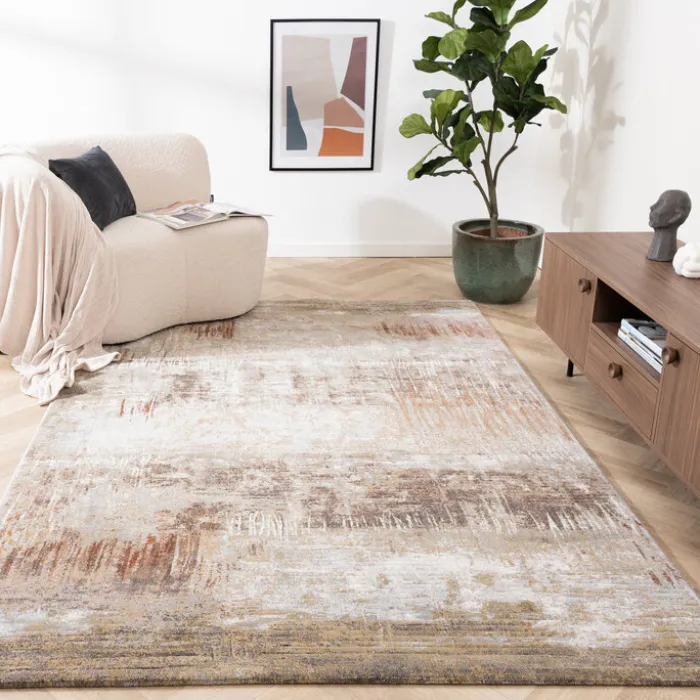 Teppich Abstrakt - Xavier Scratch Taupe Rot