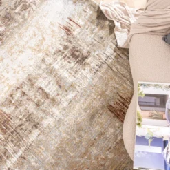 Teppich Abstrakt - Xavier Scratch Taupe Rot
