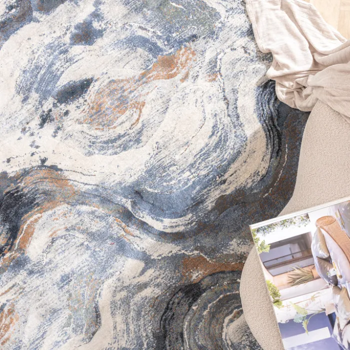 Teppich Abstrakt - Xavier Wave Blau Grau