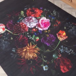 Teppich Floral - Florine Schwarz Rosa