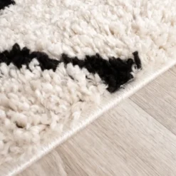Teppich Hochflor - Grand Diamond Weave Creme Schwarz