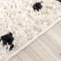 Teppich Hochflor - Grand Dots Creme Schwarz
