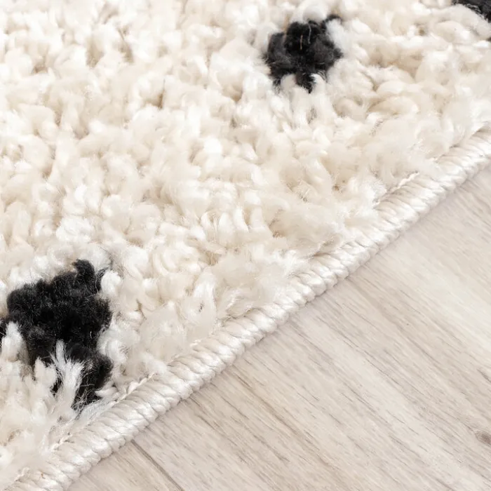 Teppich Hochflor - Grand Dots Creme Schwarz