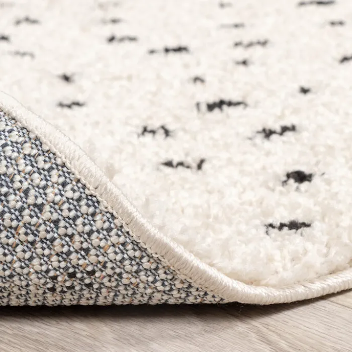 Teppich Hochflor - Grand Dots Creme Schwarz
