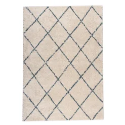 Teppich Hochflor - Grand Lines Creme Blau