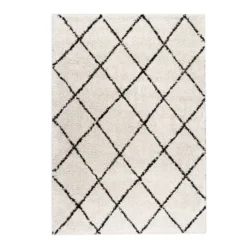 Teppich Hochflor - Grand Lines Creme Schwarz