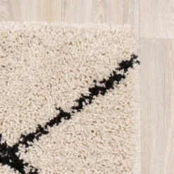 Teppich Hochflor - Grand Lines Creme Schwarz