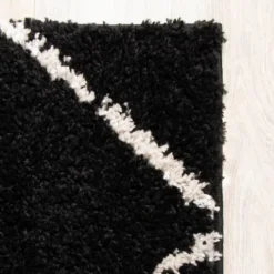 Teppich Hochflor - Grand Lines Schwarz Creme