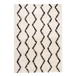 Teppich Hochflor - Grand Moves Creme Schwarz