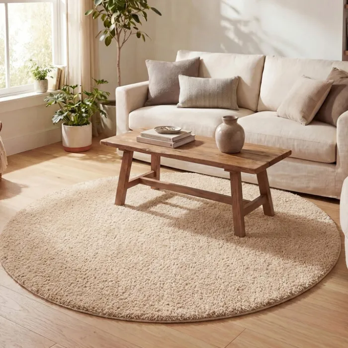 Teppich Hochflor Rund - Lofty Beige