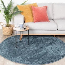 Teppich Hochflor Rund - Lofty Blau