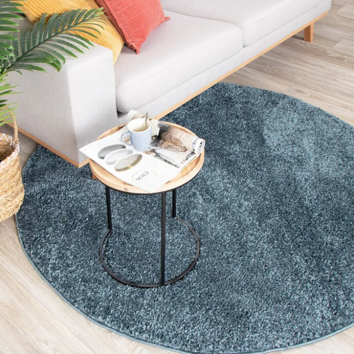 Teppich Hochflor Rund - Lofty Blau