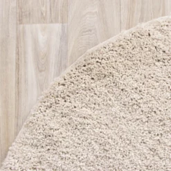 Teppich Hochflor Rund - Lofty Creme Weiß