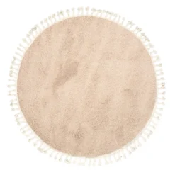 Teppich Hochflor Rund - Lofty Fringe Beige