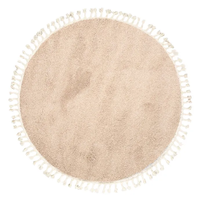 Teppich Hochflor Rund - Lofty Fringe Beige