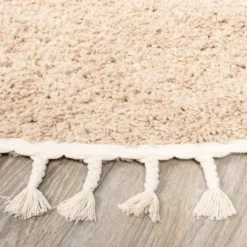 Teppich Hochflor Rund - Lofty Fringe Beige