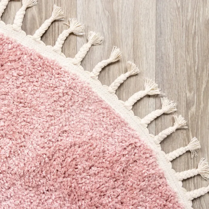 Teppich Hochflor Rund - Lofty Fringe Rosa