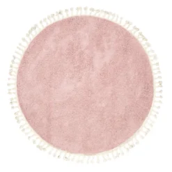 Teppich Hochflor Rund - Lofty Fringe Rosa