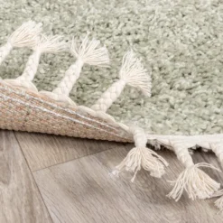 Teppich Hochflor Rund - Lofty Fringe Mint