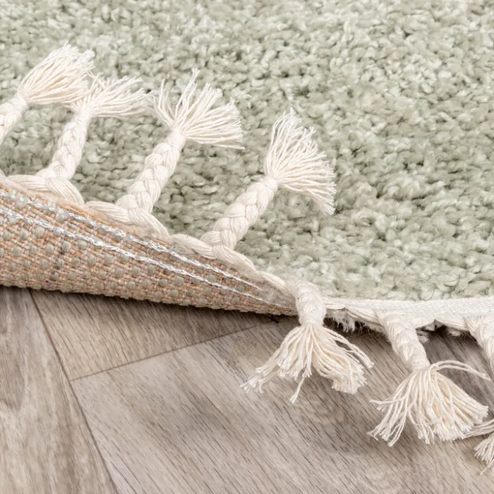 Teppich Hochflor Rund - Lofty Fringe Mint