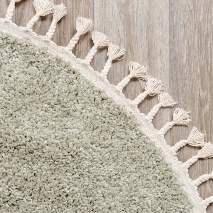 Teppich Hochflor Rund - Lofty Fringe Mint