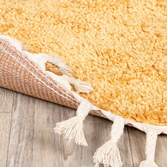 Teppich Hochflor Rund - Lofty Fringe Gelb