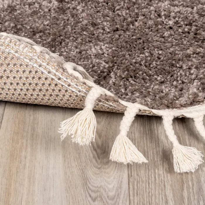 Teppich Hochflor Rund - Lofty Fringe Taupe