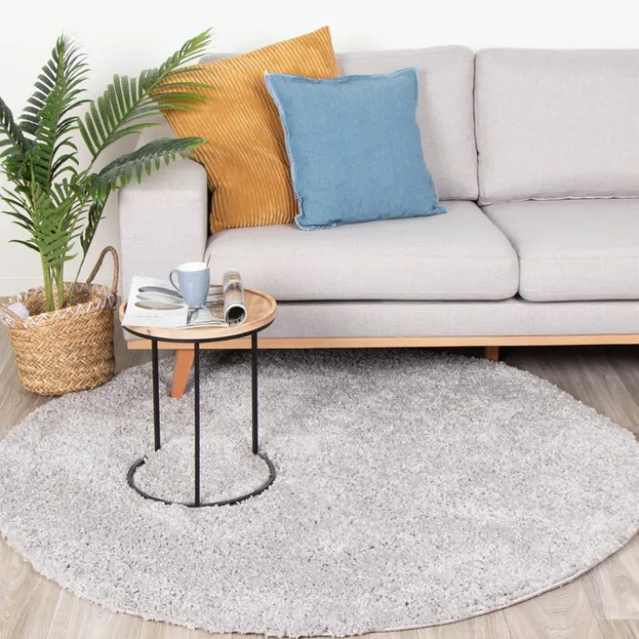 Teppich Hochflor Rund - Lofty Hellgrau