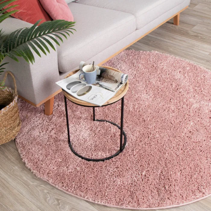 Teppich Hochflor Rund - Lofty Rosa