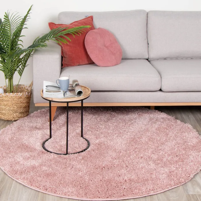 Teppich Hochflor Rund - Lofty Rosa
