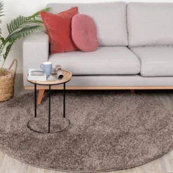 Teppich Hochflor Rund - Lofty Taupe