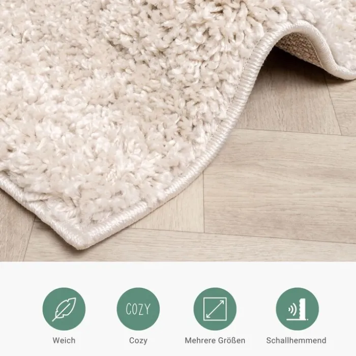 Teppich Hochflor - Sensa Double Creme Schwarz