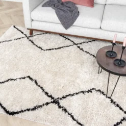 Teppich Hochflor - Sensa Double Creme Schwarz