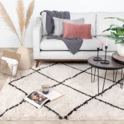 Teppich Hochflor - Sensa Lines Creme Schwarz