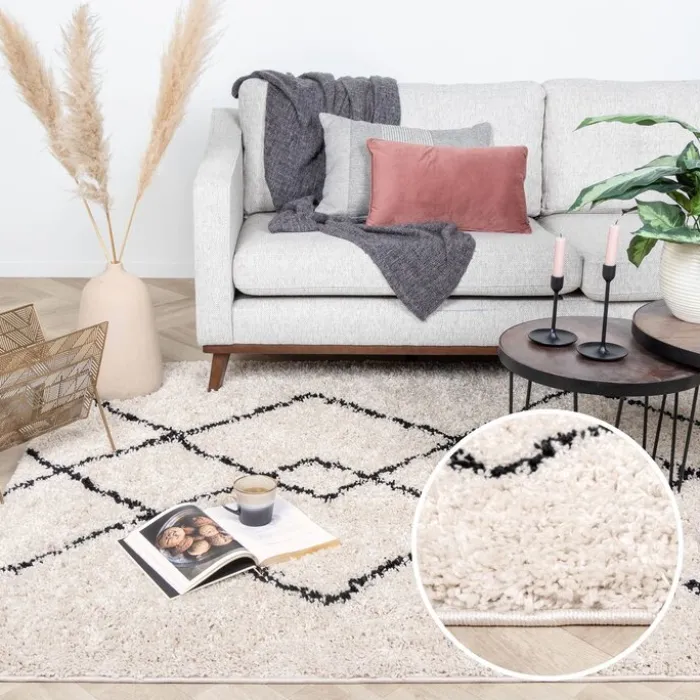 Teppich Hochflor - Sensa Pair Creme Schwarz