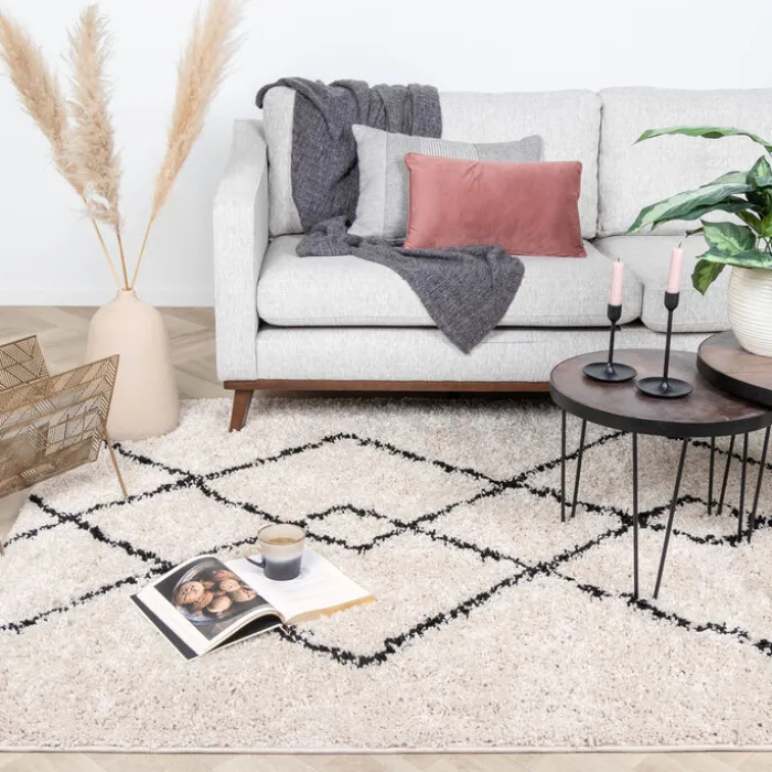 Teppich Hochflor - Sensa Pair Creme Schwarz